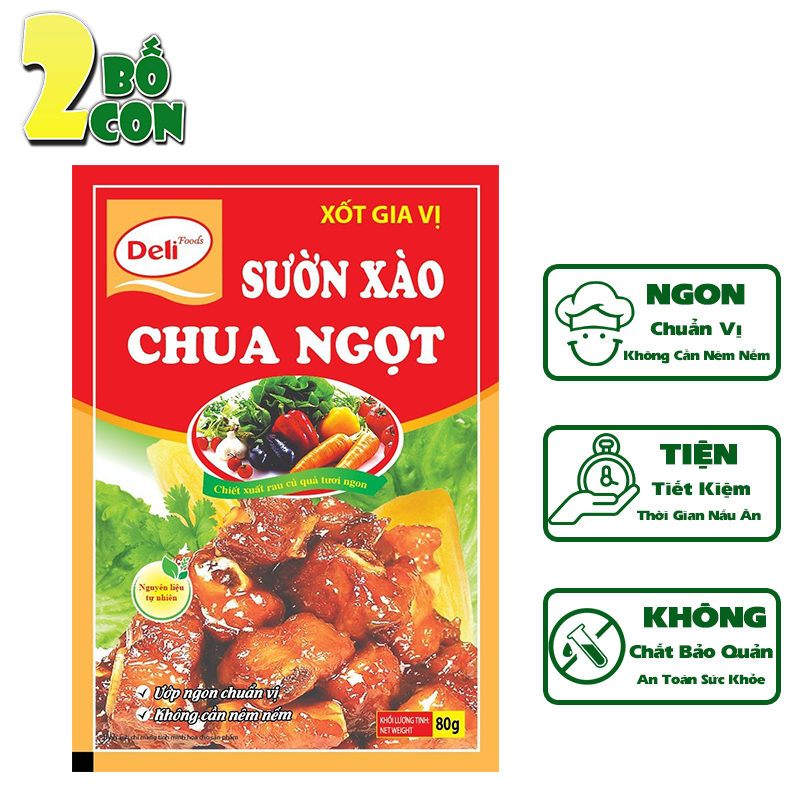Xốt Gia Vị Sườn Xào Chua Ngọt DELI 80g Gia Vị Hoàn Chỉnh