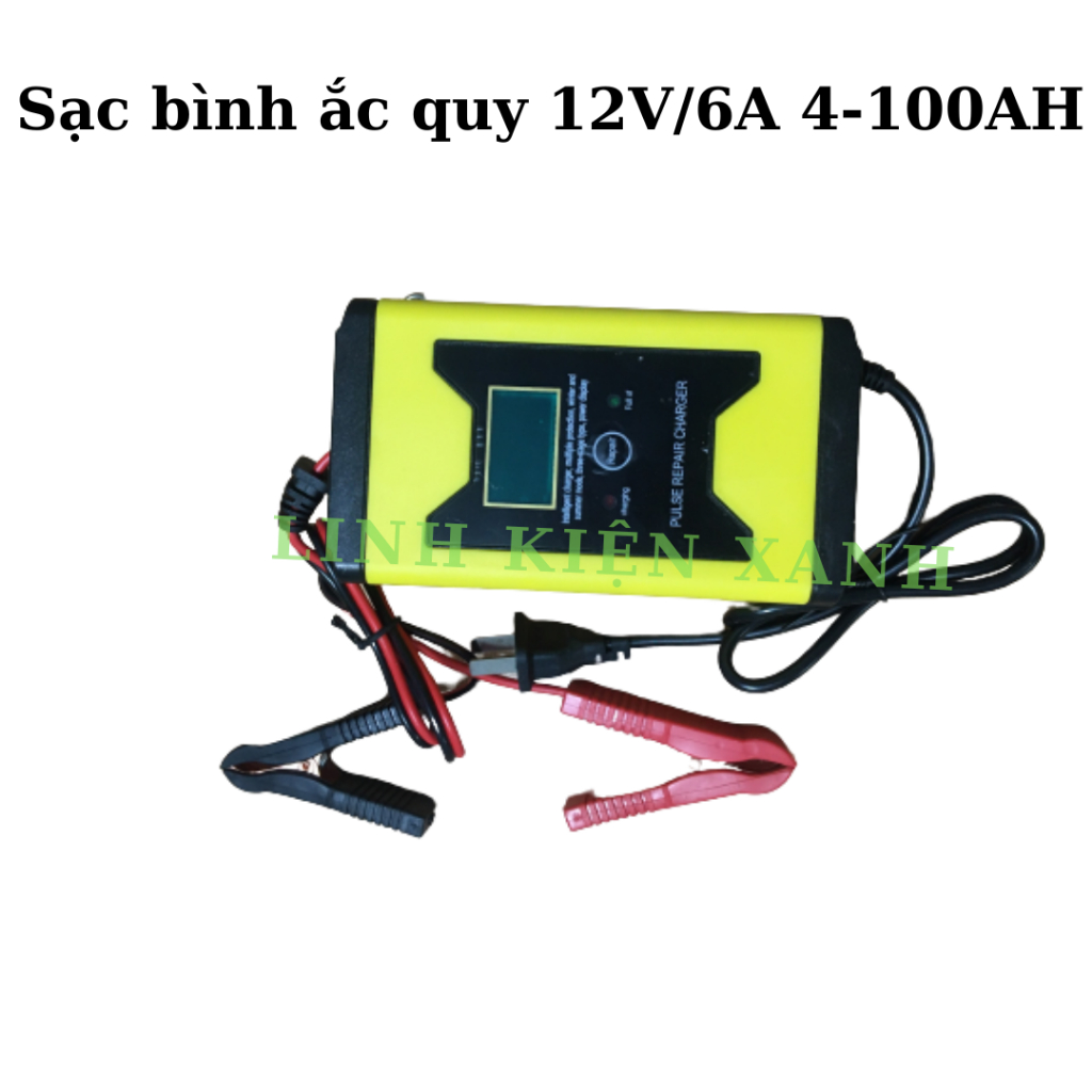 Sạc bình ắc quy 12V/6A 4-120AH có khử sunfat  sạc được cả bình khô và nước