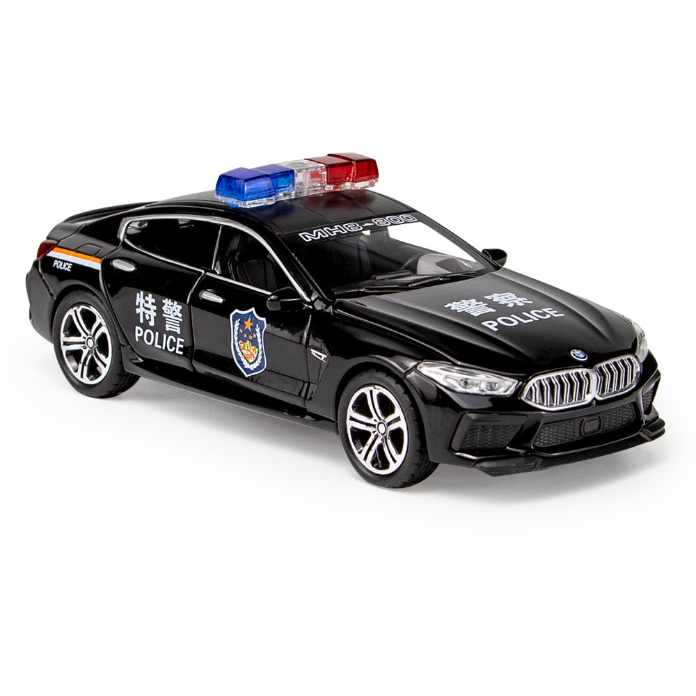 Đồ chơi xe ô tô cảnh sát BMW M8 KAVY chất liệu hợp kim có nhạc và đèn, chạy cót