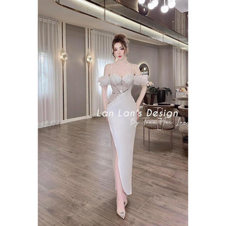 Đầm body cup dún tay kết đá