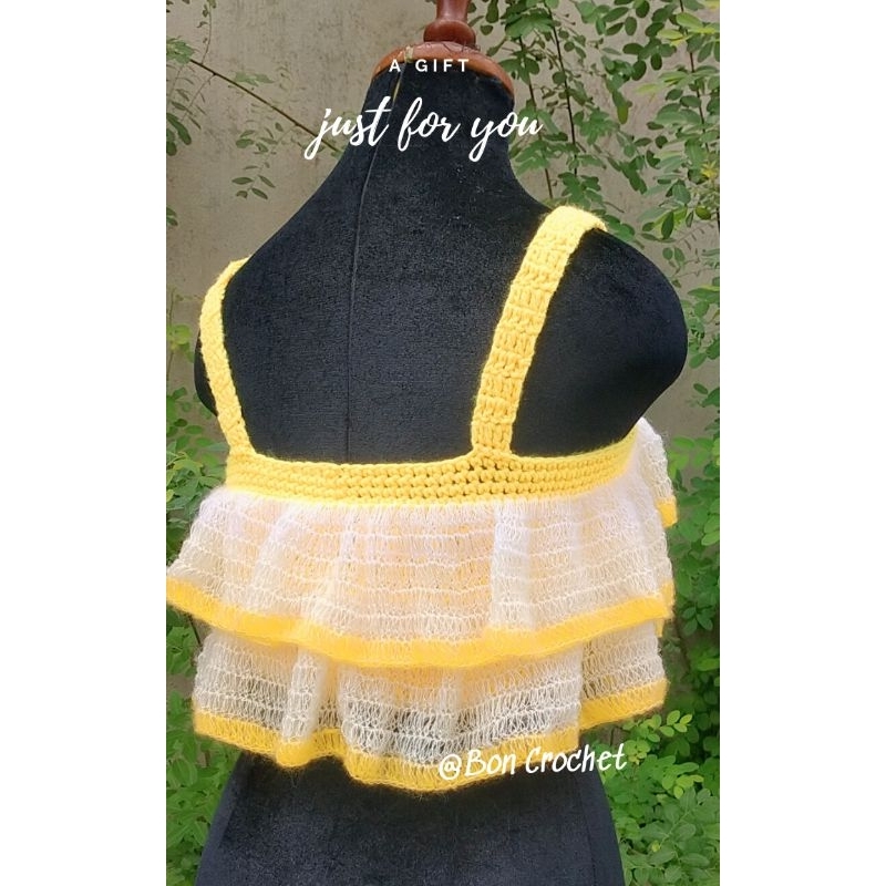 Handmade Áo len babydoll bèo 2 tầng