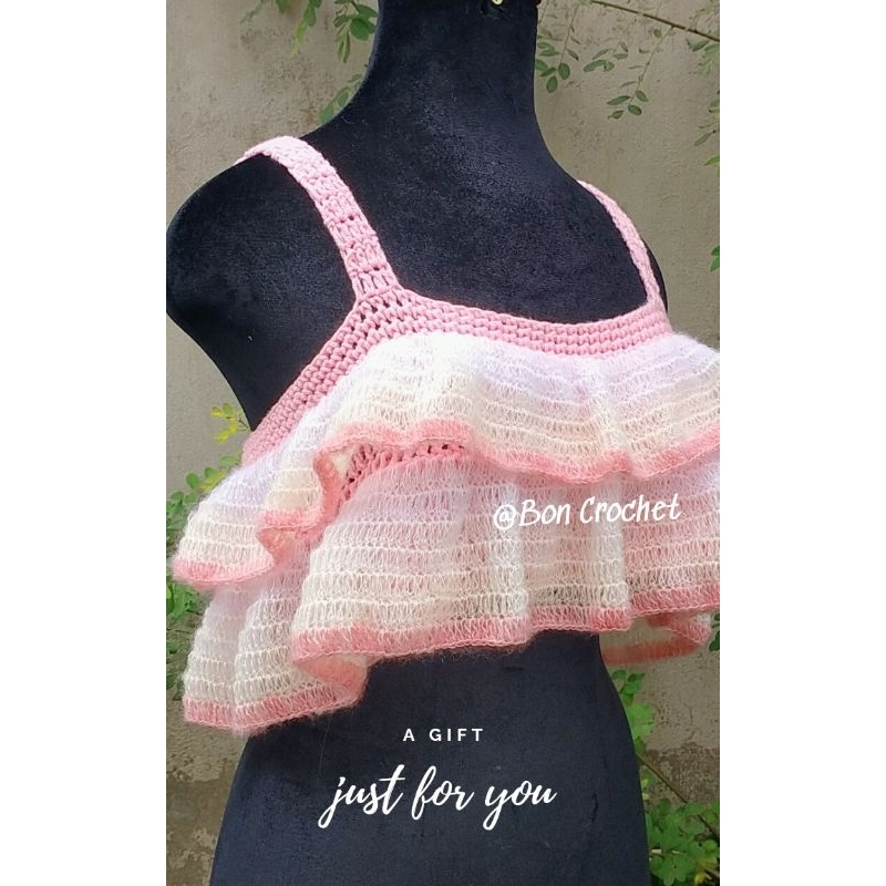 Handmade Áo len babydoll bèo 2 tầng