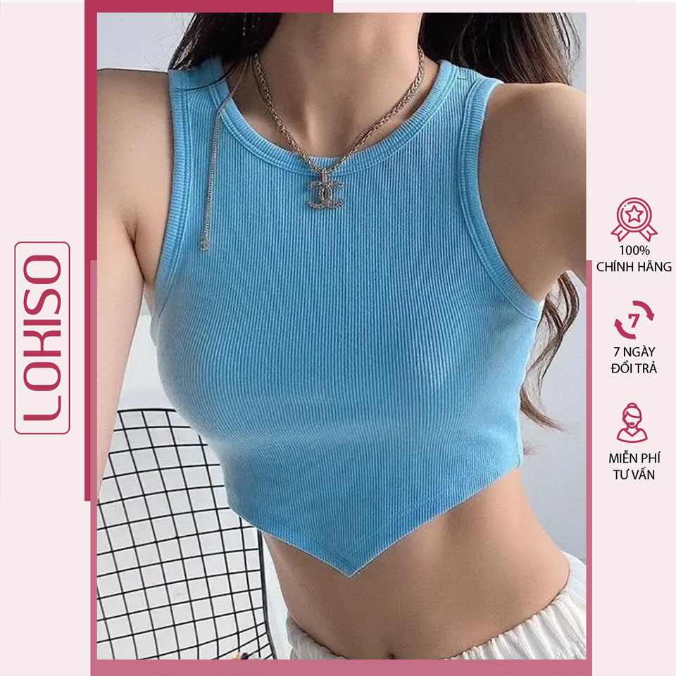 Áo Croptop Nữ Ba Lỗ Vạc Nhọn Thun Tăm Mịn Basic LOKISO CT18