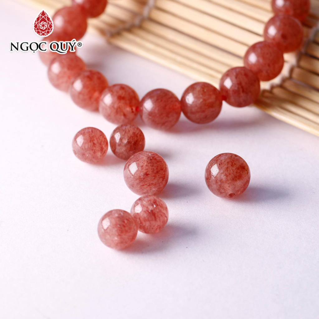 Hạt lẻ đá Strawberry Quartz đỏ đậm loại A - Ngọc Quý