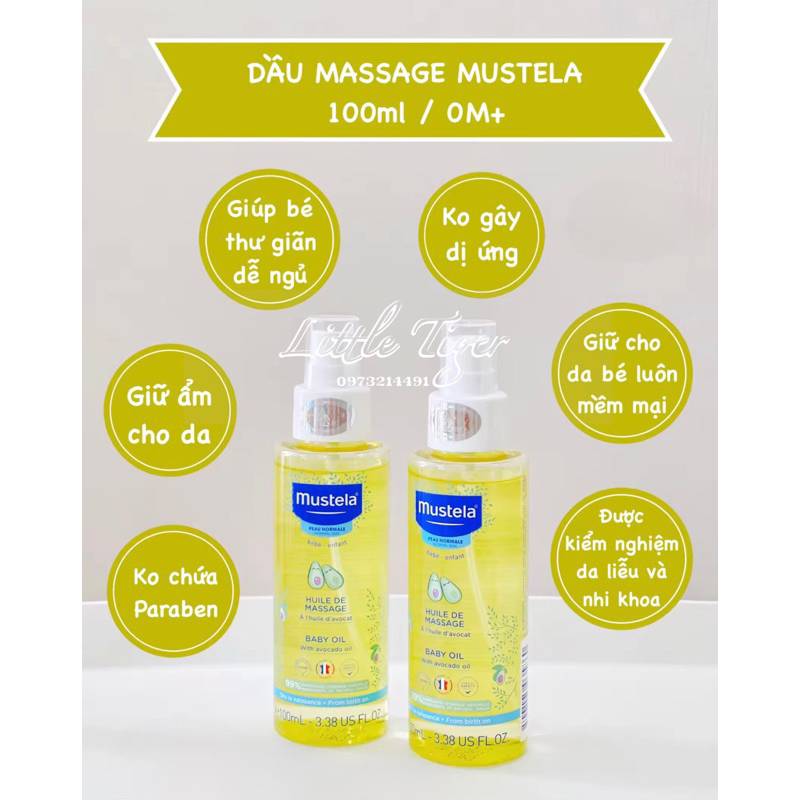 Dầu Massage dưỡng ẩm cho trẻ Sơ Sinh & Em Bé cũng như mẹ bầu Mustela 100ml - Gel Mát xa Mustela cho bé