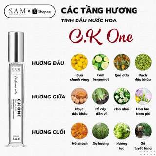 Tinh dầu nước hoa thiên nhiên c.k one chính hãng s.a.m perfume hương thơm tươi mát, thanh lịch và tinh tế.