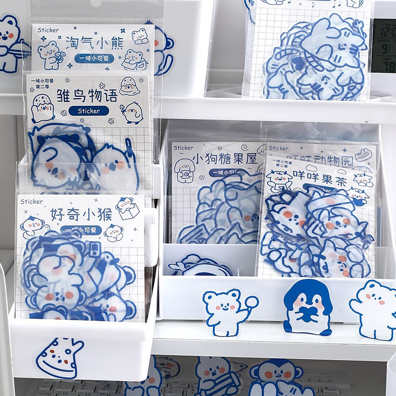 Set 40 miếng dán bằng PET chống thấm nước hoạ tiết hoạt hình đơn giản DIY-ST004