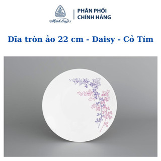 Dĩa tròn ảo 22cm daisy cỏ tím - gốm sứ cao cấp minh long i