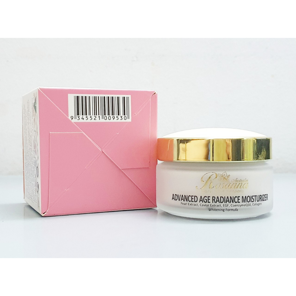 date 2026 - Kem dưỡng trắng da Rosanna Advanced Age Radiance Moisturizer Whitening &amp; Anti-Ageing Formula 50g từ Úc