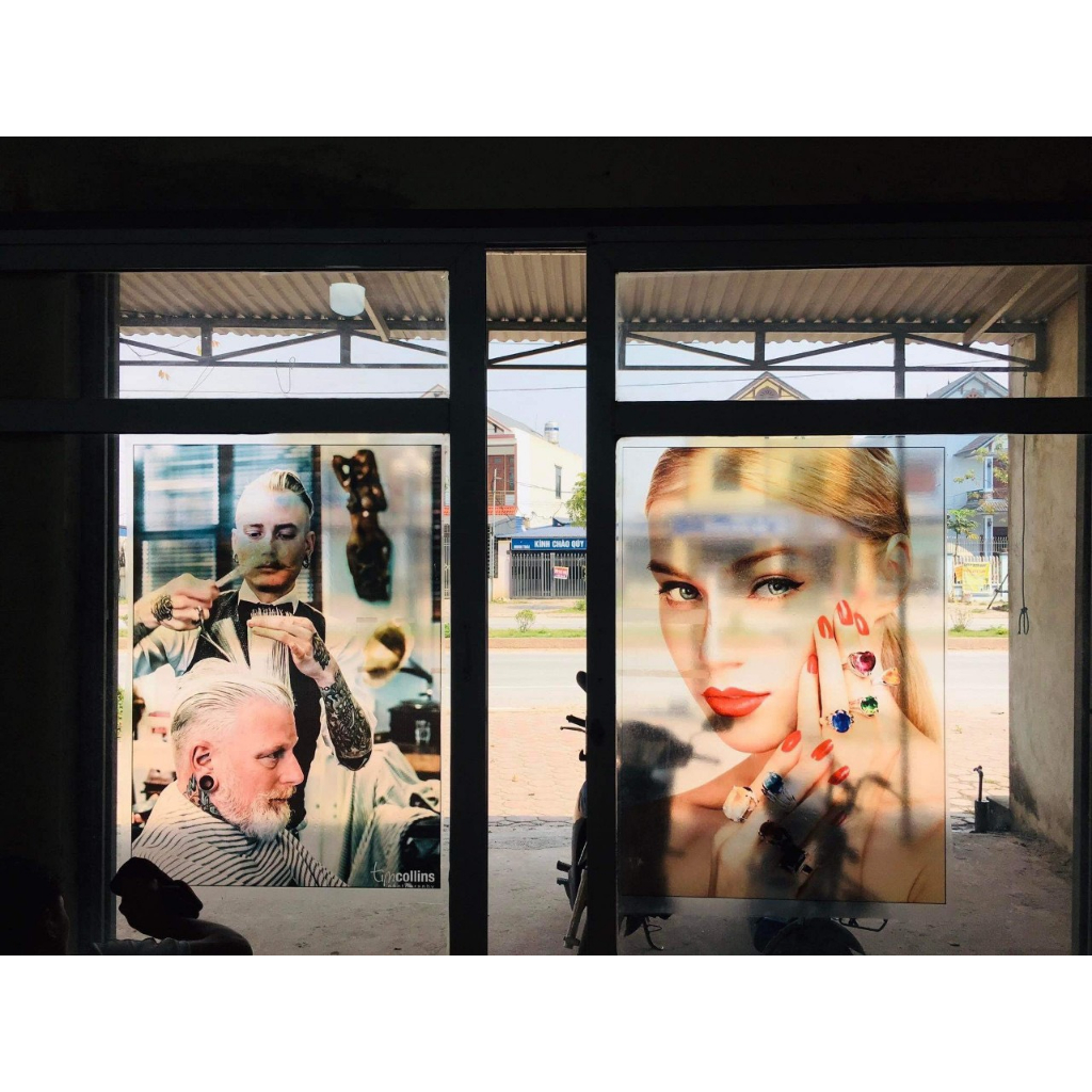 TRANH DÁN KÍNH 3D 2 MẶT: TRANH DÁN KÍNH TÓC NAM, HAIR, SALON TÓC,...