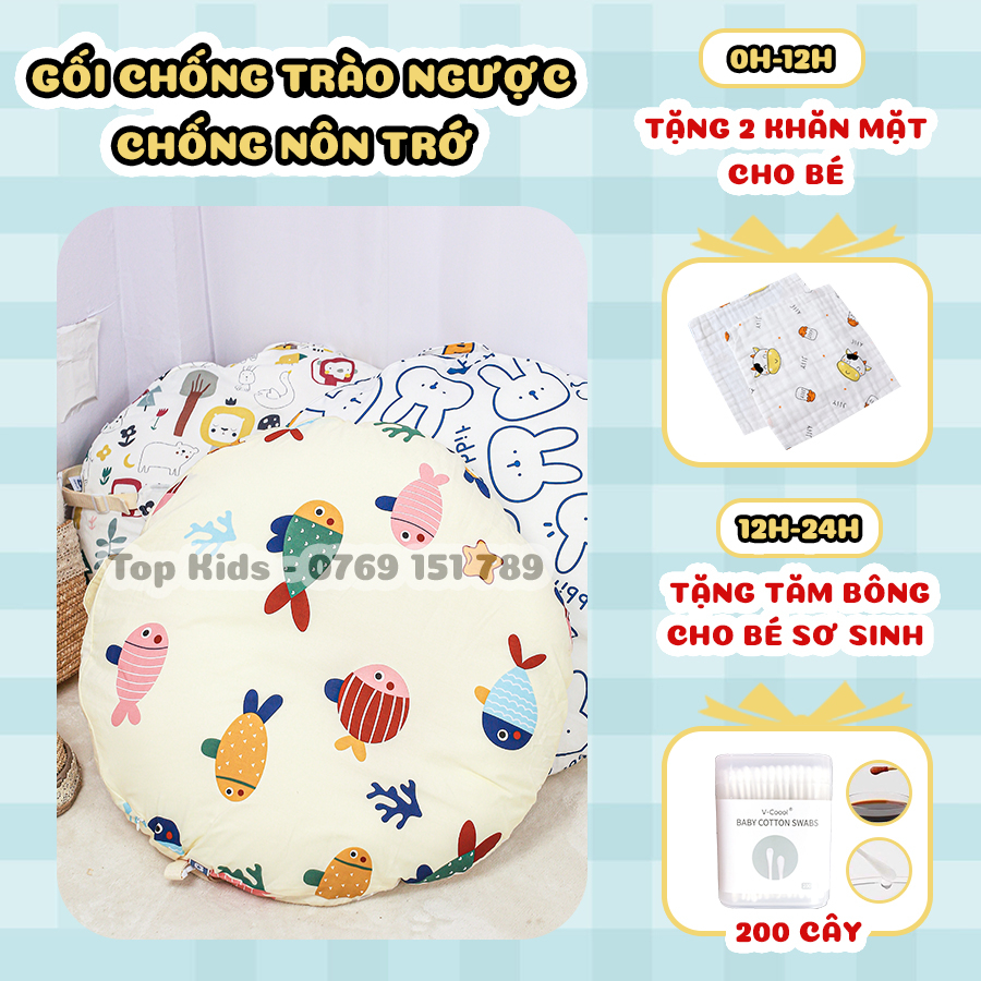 Gối chống trào ngược cho bé sơ sinh 2 mặt cao cấp chống nôn trớ an toàn cho bé