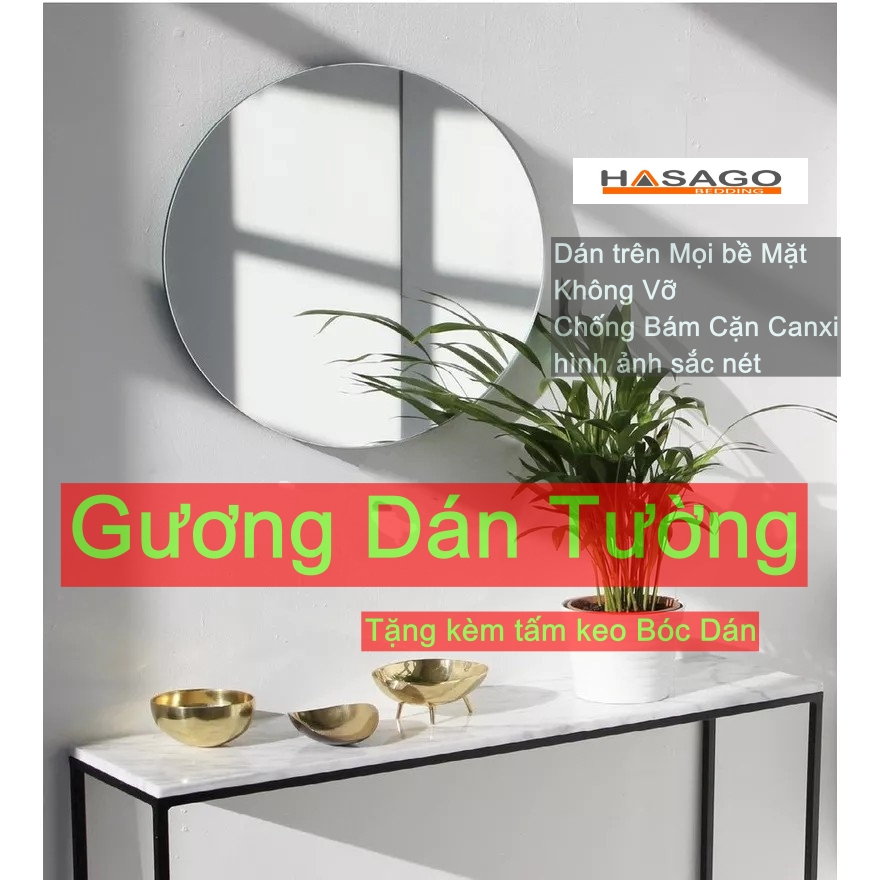 Gương Dán Tường Dán Tủ Tặng Kèm Miếng Dán - Gương Chống Vỡ Decor Không Vỡ Dán Phòng Tắm Phòng Ngủ Cánh Tủ....