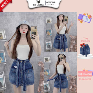  Chân váy bò ngắn THCLOTHES váy ngắn nữ cạp cao bóp eo thon gọn tôn dáng trẻ trung cá tính cv jean 83426 