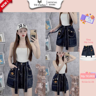 Chân váy bò ngắn THCLOTHES váy bò cạp cao bóp eo thon gọn tôn dáng trẻ trung cá tính cv jean 83427