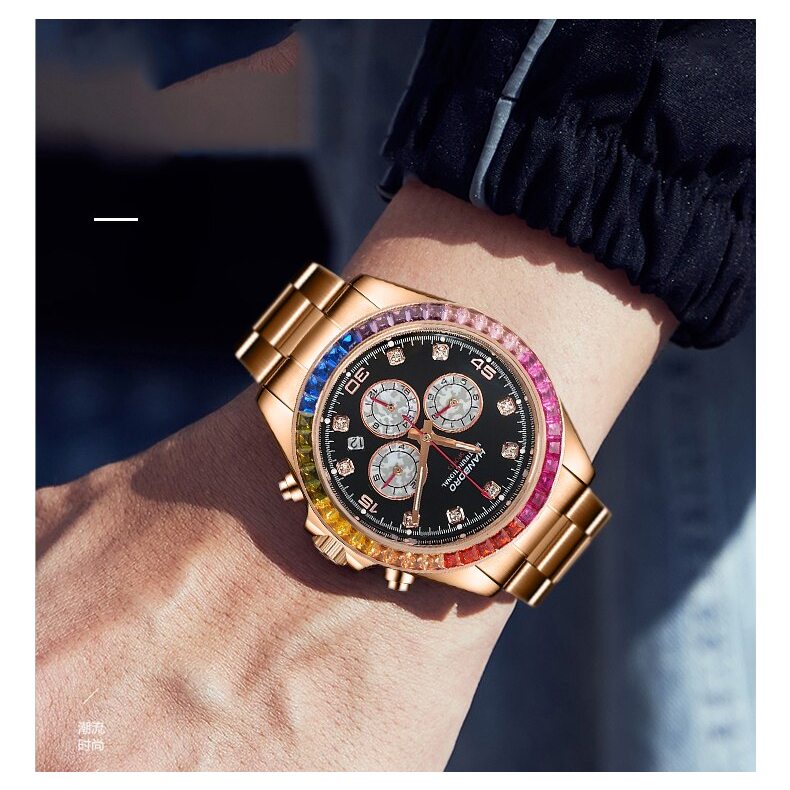 Đồng Hồ Nam Automatic hanboro Rainbow hbr8032, Dây Thép , Size 43mm