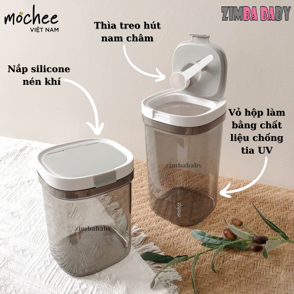 Hộp đựng sữa bột Mochee hộp trữ sữa bột chống ẩm cao cấp an toàn vệ sinh tránh hút ẩm từ không khí cản được tia cực tím