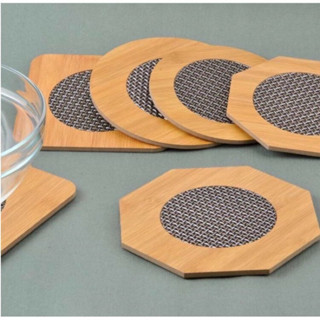  Miếng Lót Nồi Tre Có Lưới Cách Nhiệt Tròn Vuông 2 Kích Thước 17cm 19cm 