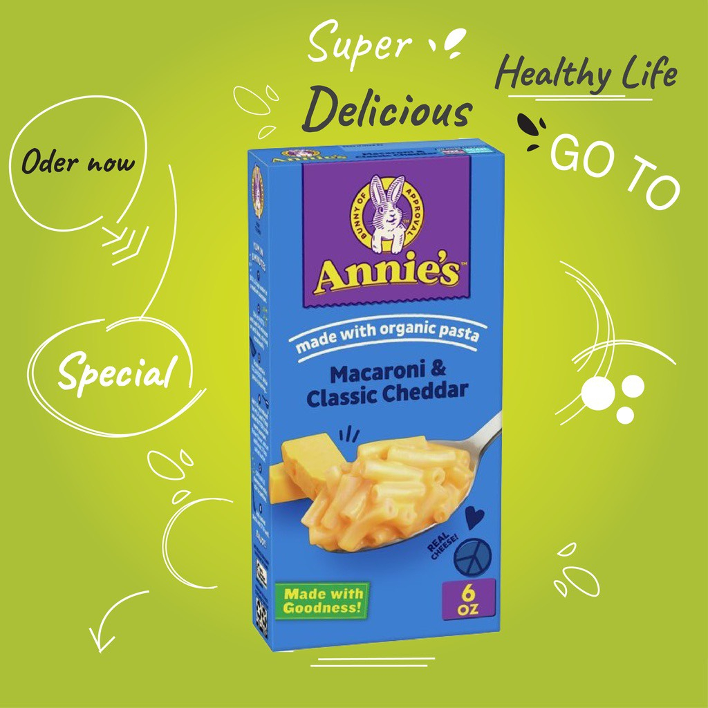 Mỳ nui Annie's  Shells & White cheddar - Macaroni & Classic Cheddar 170G