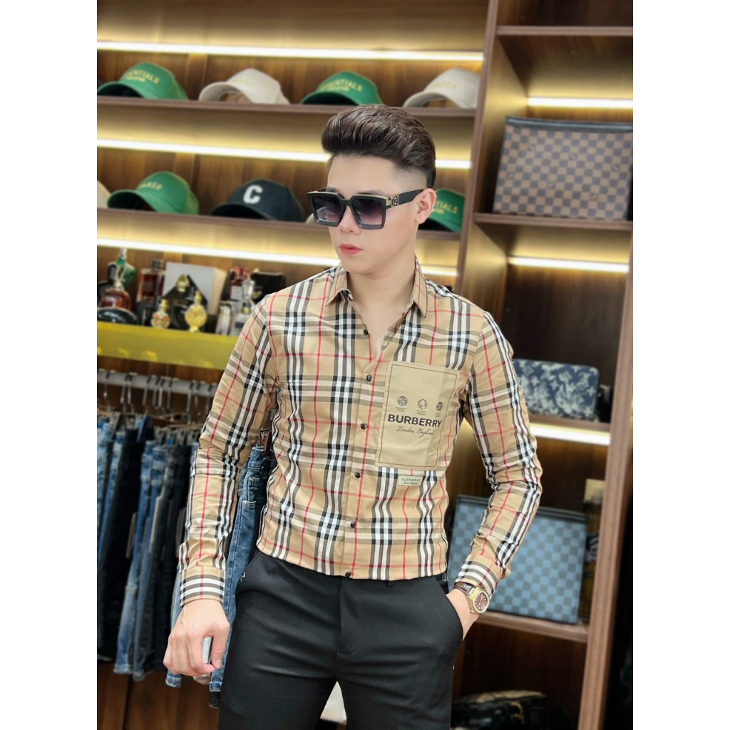Aó sơ mi nam tay dài 3SM02-011 quảng châu, thấm hút mồ hôi tốt, họa tiết kẻ, phối màu trẻ trung