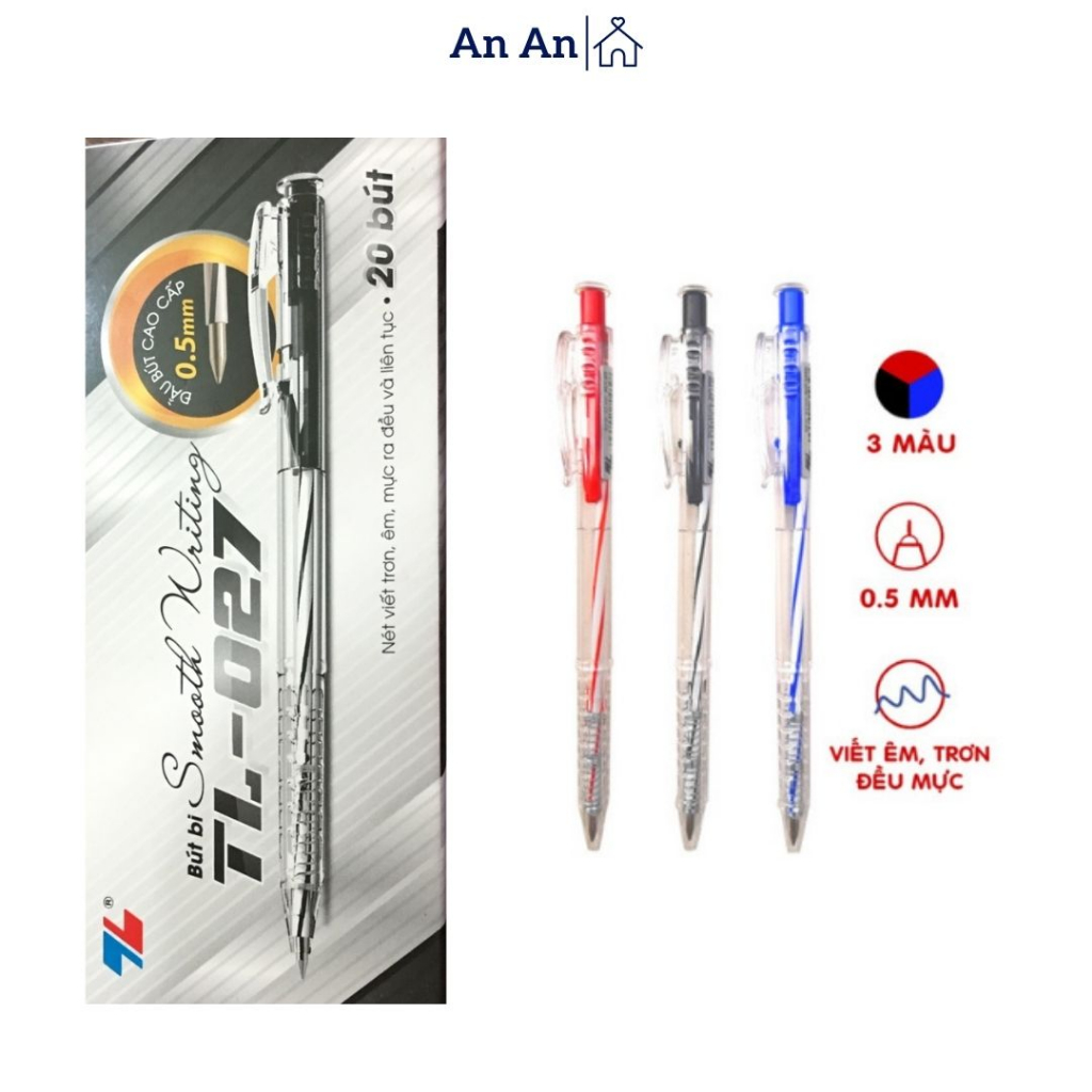 ( Hộp 20 chiếc ) Bút bi Thiên Long 027 viết bi học sinh hàng chuẩn THIÊN LONG