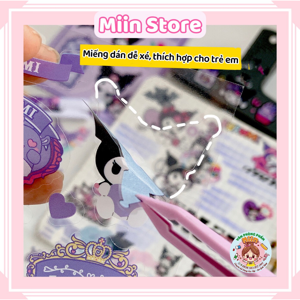 Set 25 Tấm Sticker Trong Suốt Hình Gấu Dâu Losto Kuromi Cinnamoroll My Melody Trang Trí Bút, Sổ, Thiệp, Quà Tặng