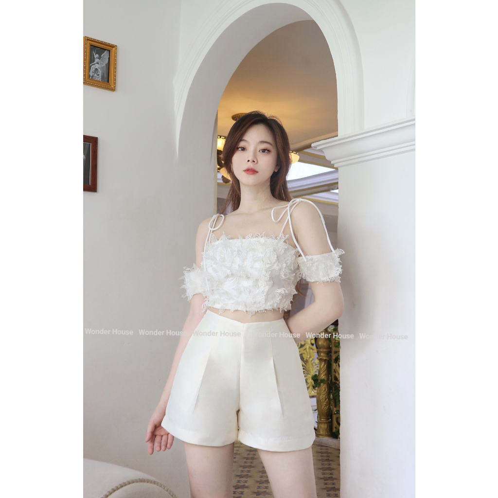 Quần short nữ Wonderhouse lưng cao chất Tafta dày dặn đứng form - Shy Pant