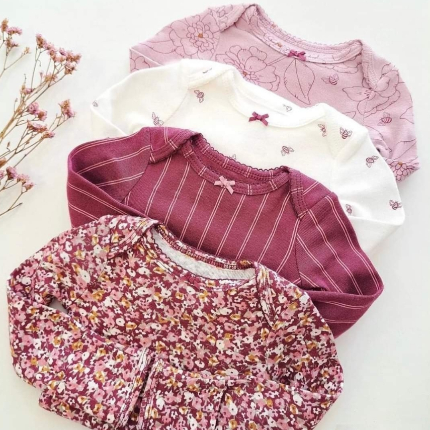 Bodysuit dài tay  bé trai bé gái hàng xuất dư hàng A body chip cho bé sơ sinh chất cotton mềm mịn