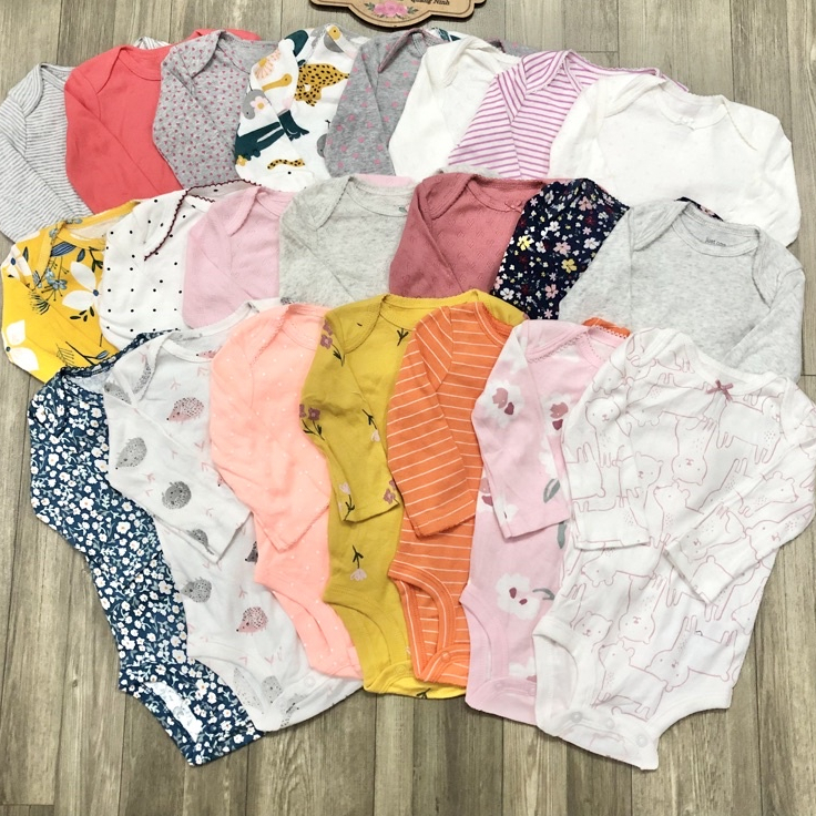 Bodysuit dài tay  bé trai bé gái hàng xuất dư hàng A body chip cho bé sơ sinh chất cotton mềm mịn