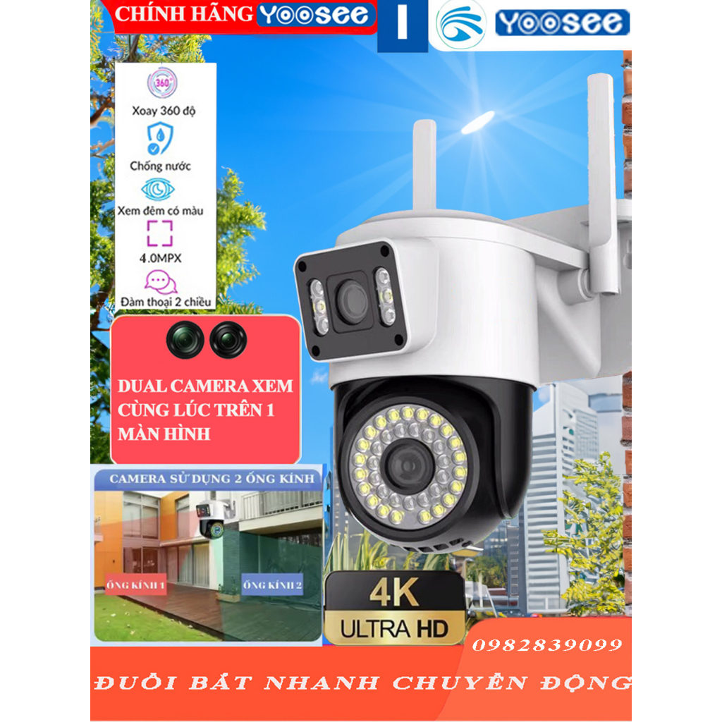 Camera Yoosee Sim 4G| Ngoài trời| 32 LED Siêu Chống Nước | 5.0MP | Quay Đêm Có Màu - Hàng Chính Hãng, Bảo Hành 12 T
