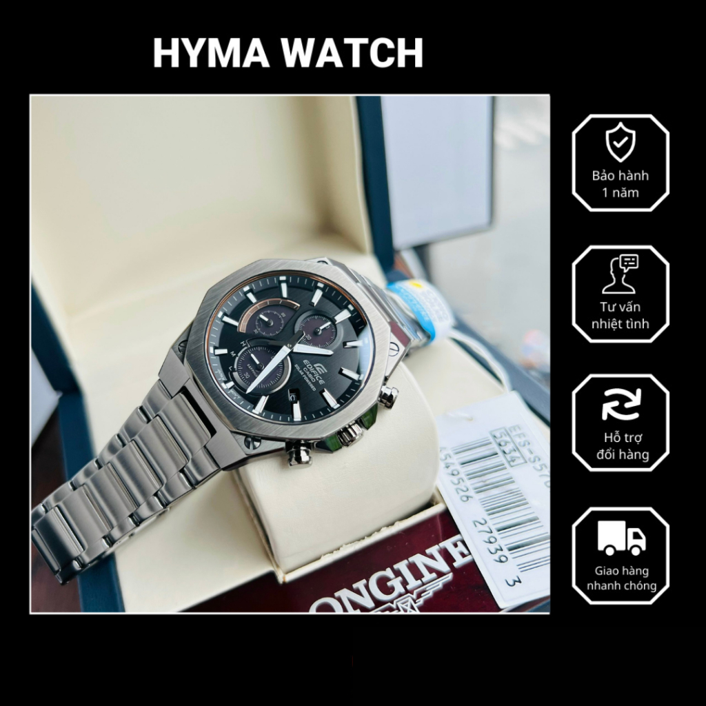 Đồng hồ Nam Casio Edifice EFS-S570DC-1A Pin solar kính Sapphire chống nước 100m Bảo hành 5 năm Hyma Watch
