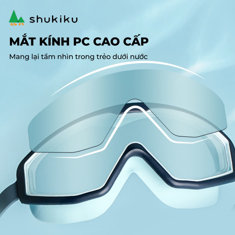 Kính bơi trẻ em mắt rộng Nhật Bản Shukiku, chống vào nước, sương mù, chống UV, chất liệu PC cao cấp