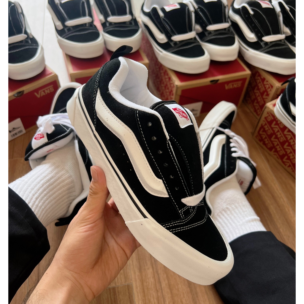 Giày Vans Knu Skool Chính Hãng🔴SIMPLE SNEAKER🔴 Giầy Vans Knu Skool White Black Siêu Phẩm 2023 Auth