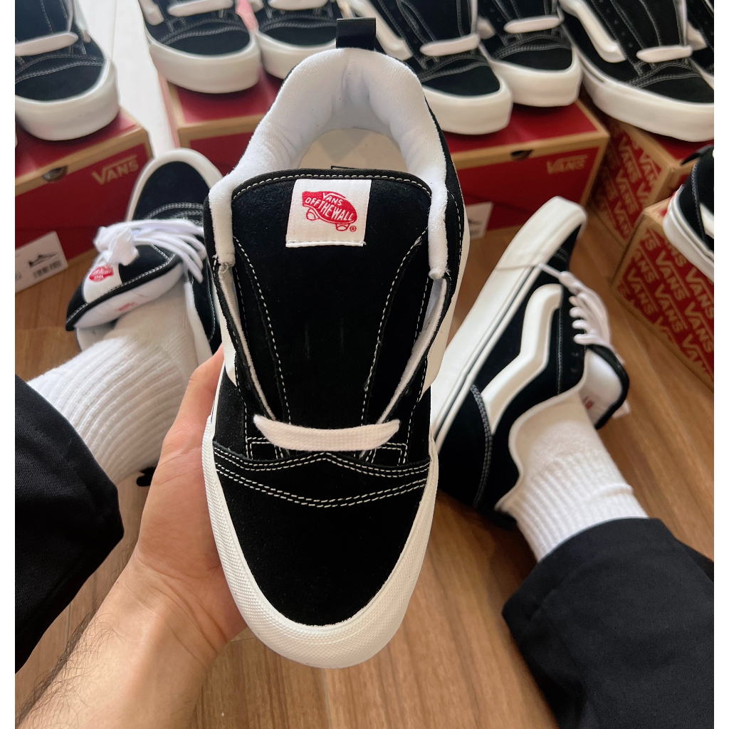 Giày Vans Knu Skool Chính Hãng🔴SIMPLE SNEAKER🔴 Giầy Vans Knu Skool White Black Siêu Phẩm 2023 Auth