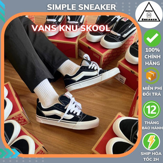 Giày Vans Knu Skool Chính Hãng🔴SIMPLE SNEAKER🔴 Giầy Vans Knu Skool White Black Siêu Phẩm 2023 Auth [VN0009QC6BT]