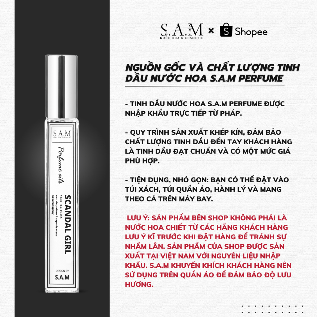 Nước Hoa Nữ Scandal Girl Chính Hãng S.A.M Perfume Hương Thơm Gợi Cảm, Sành Điệu Và Quyến Rũ - Chai Xịt 10ml