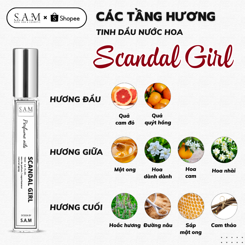 Nước Hoa Nữ Scandal Girl Chính Hãng S.A.M Perfume Hương Thơm Gợi Cảm, Sành Điệu Và Quyến Rũ - Chai Xịt 10ml