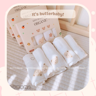 Set 5 khăn sữa sợi tre organic Monona mềm mịn êm mát cho bé - Butterbaby