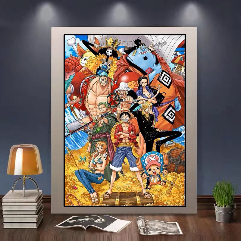 Tranh thêu chữ thập hoạt hình one piece 9CT 75x100cm