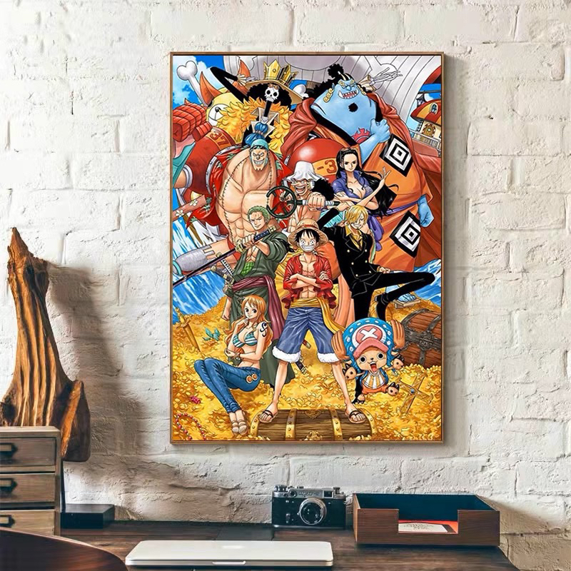 Tranh thêu chữ thập hoạt hình one piece 9CT 75x100cm