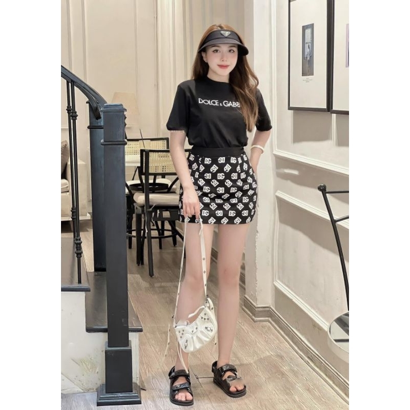 Set GD Áo Tay Ngắn Cổ Tròn Form Rộng Và Chân Váy Bút Chì Ngắn Ôm Body Sexy - Tiểu Thư Bánh Bèo Cute Sang Chảnh