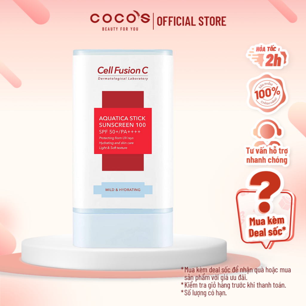 Sáp Chống Nắng Cấp Ẩm, Dịu Da, Giảm Nếp Nhăn & Sạm Nám Cell Fusion C Aquatica Stick Sunscreen 100 SPF 50+/PA++++ 19g