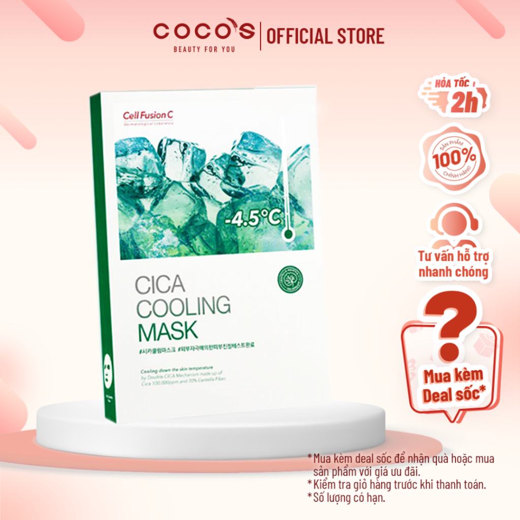 Hộp 5 miếng Mặt Nạ Cấp Ẩm Và Làm Dịu Da Khẩn Cấp Cell Fusion C Cica Cooling Mask (27g x 5 miếng)