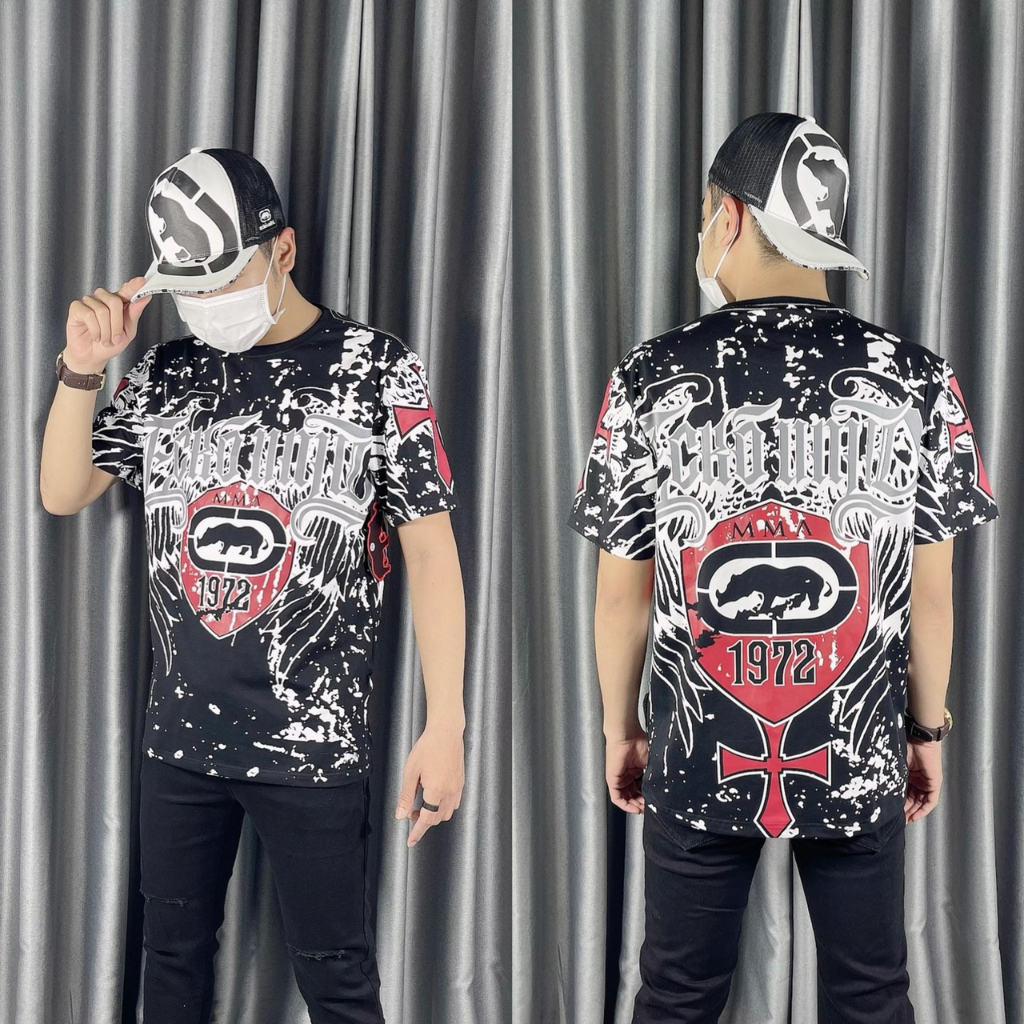 Áo thun Ecko hoạ tiết vải cotton cao cấp form unisex dành cho nam và nữ phong cách đường phố có size lớn