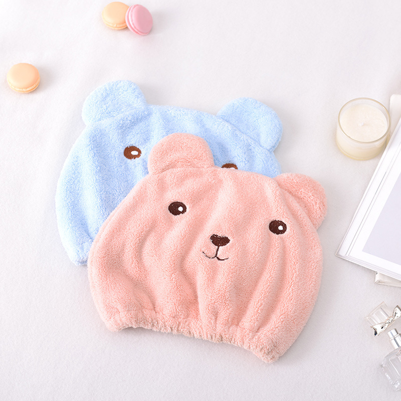 Mũ trùm đầu làm khô tóc, khăn quấn tóc hình gấu 26cm GD46