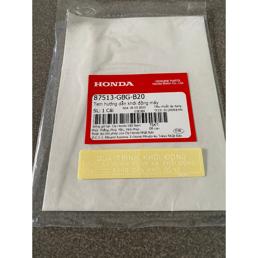 Tem khởi động máy xe dream 100 future 1 87513GBGB20 hàng chính hãng