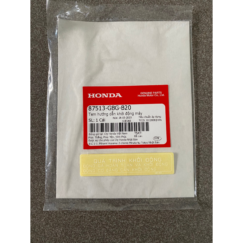 Tem khởi động máy xe dream 100 future 1 87513GBGB20 hàng chính hãng