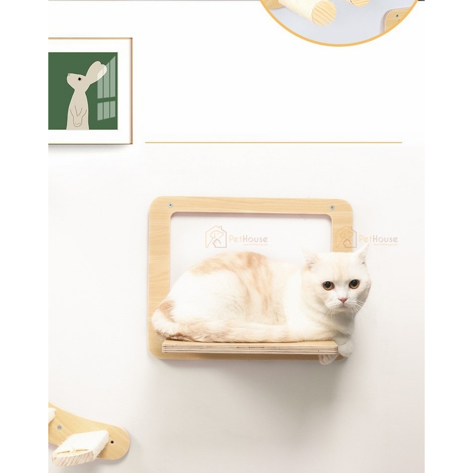 Combo 5 món khu vui chơi cho mèo có cào móng chất liệu plywood phủ melamin chống xước