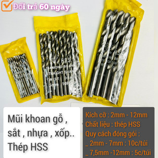 Mũi khoan gỗ , sắt , nhựa chất liệu hss giá rẻ 2-12mm
