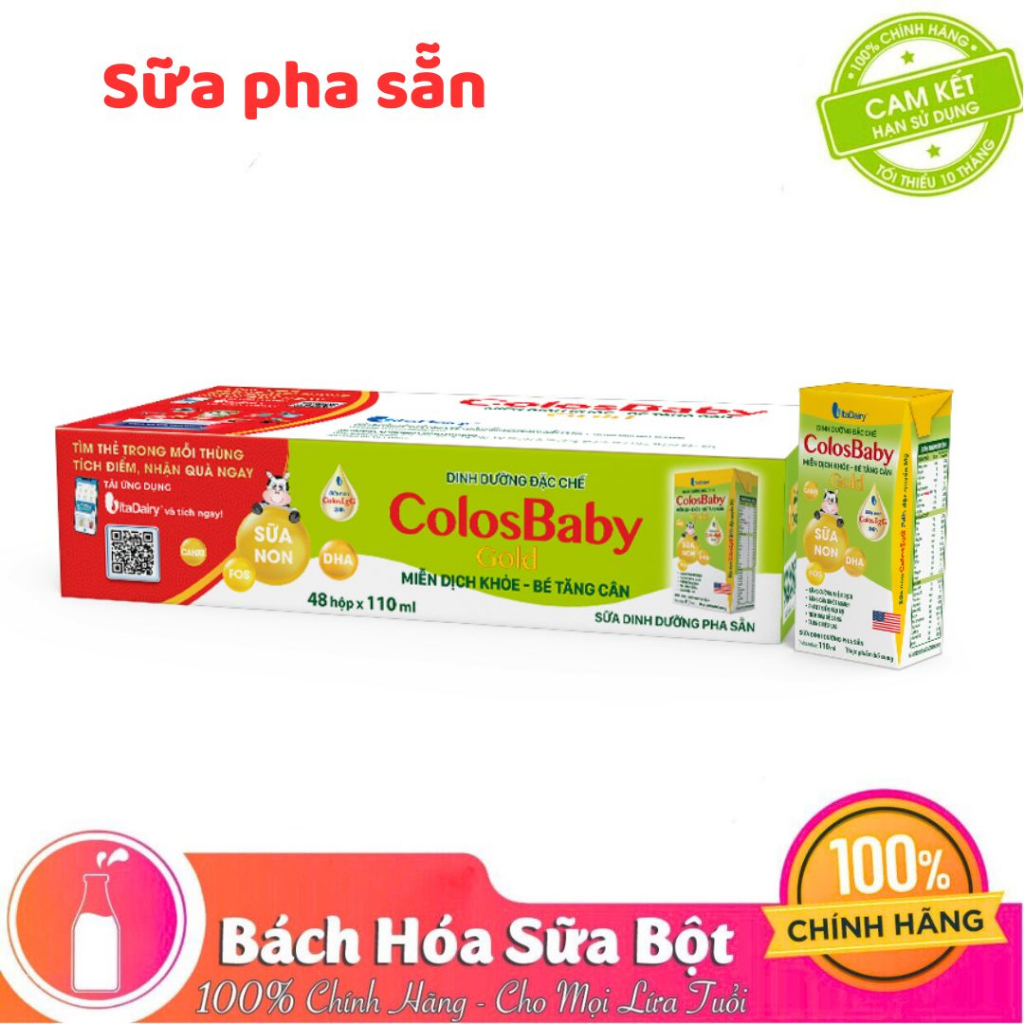 Lốc Sữa Pha Sẵn ColosBaby Gold 110ml/180ml - Lốc 4 hộp