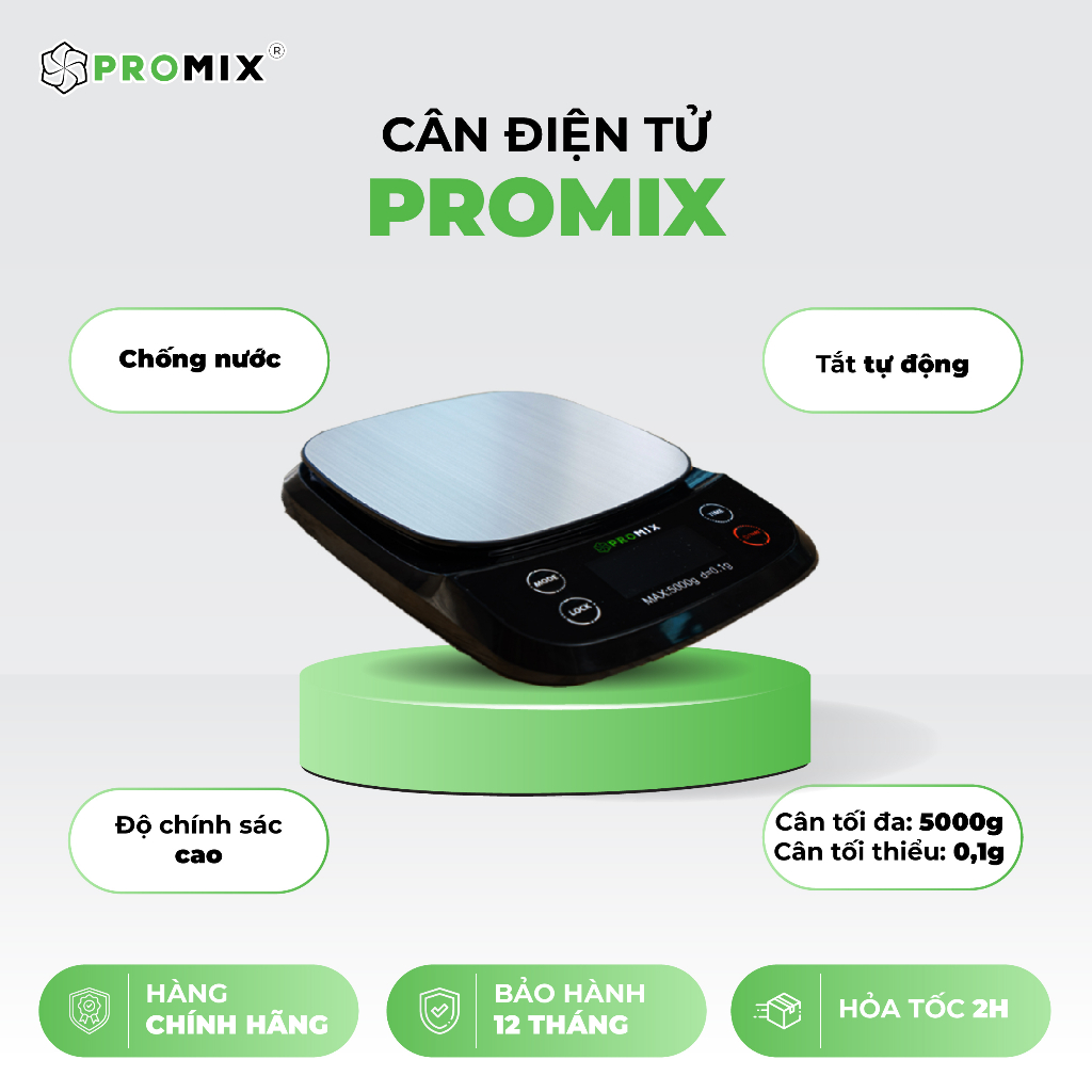Cân điện tử Promix - Cân sử dụng bộ cảm biến có độ chính xác cao, sai số chỉ 0,1g - Hàng chính hãng - Bảo hành 12 tháng